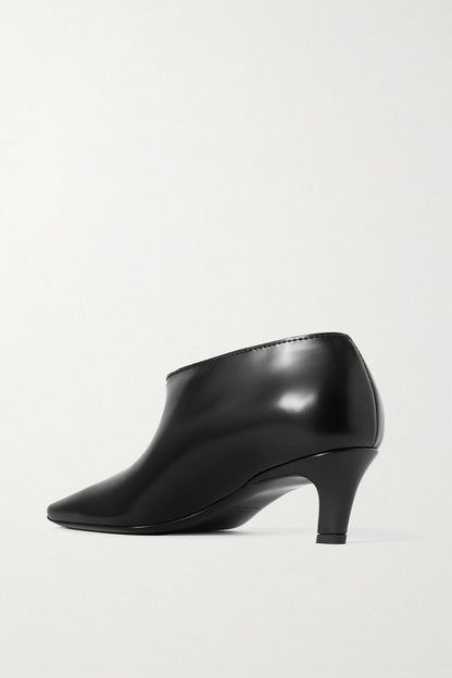 Toteme The Wide Shaft Glossed-Leather Ankle Boots Black Women's