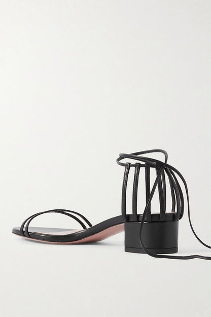 Aquazzura Straight To Heaven Leather Sandals Black Women's
