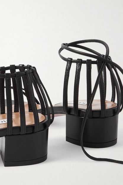 Aquazzura Straight To Heaven Leather Sandals Black Women's