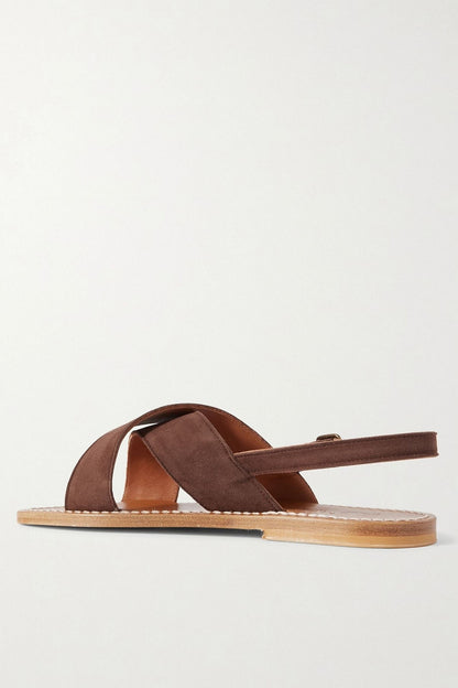 K.Jacques St. Tropez Osorno Suede Sandals Chocolate Women's