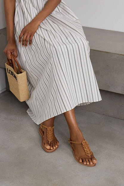 K.Jacques St. Tropez Lemovis Woven Suede Sandals Camel Women's