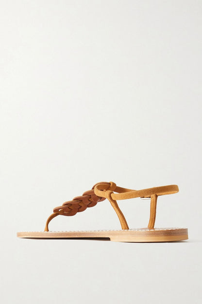 K.Jacques St. Tropez Lemovis Woven Suede Sandals Camel Women's