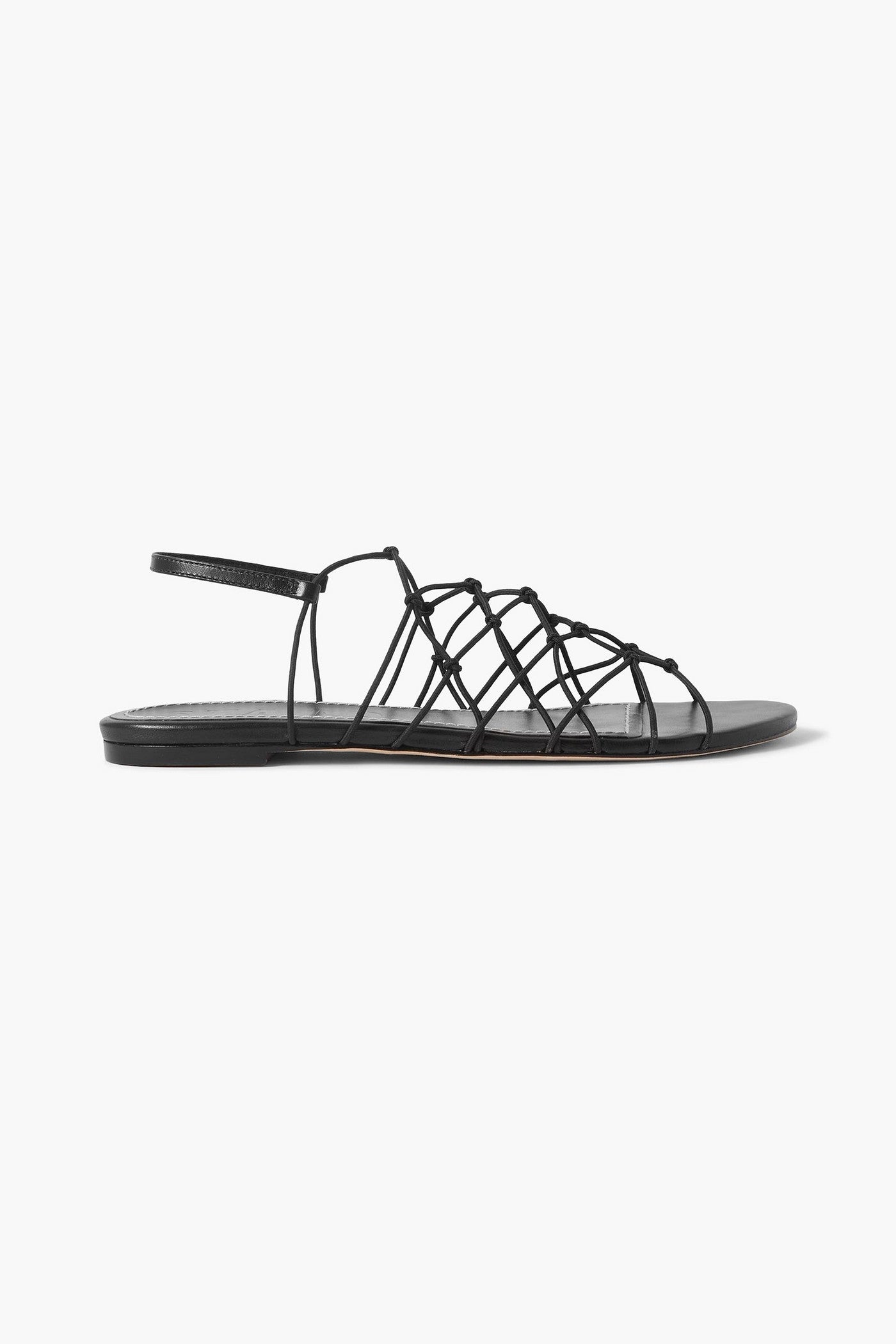Staud Gio Knotted Elastic And Leather Sandals Black Women's