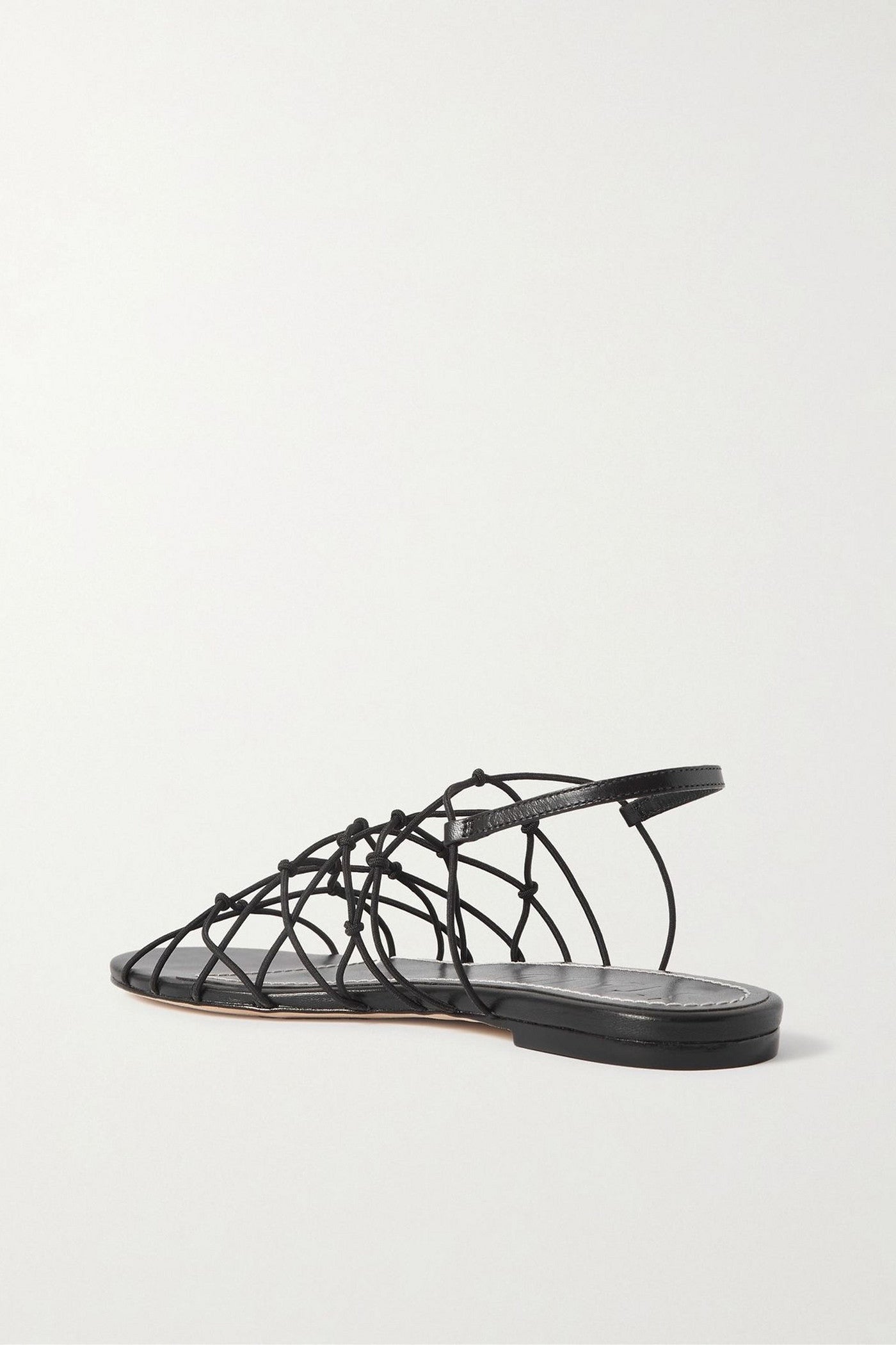 Staud Gio Knotted Elastic And Leather Sandals Black Women's