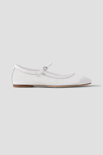 Aeyde Uma Mesh And Leather Mary Jane Flats White Women's