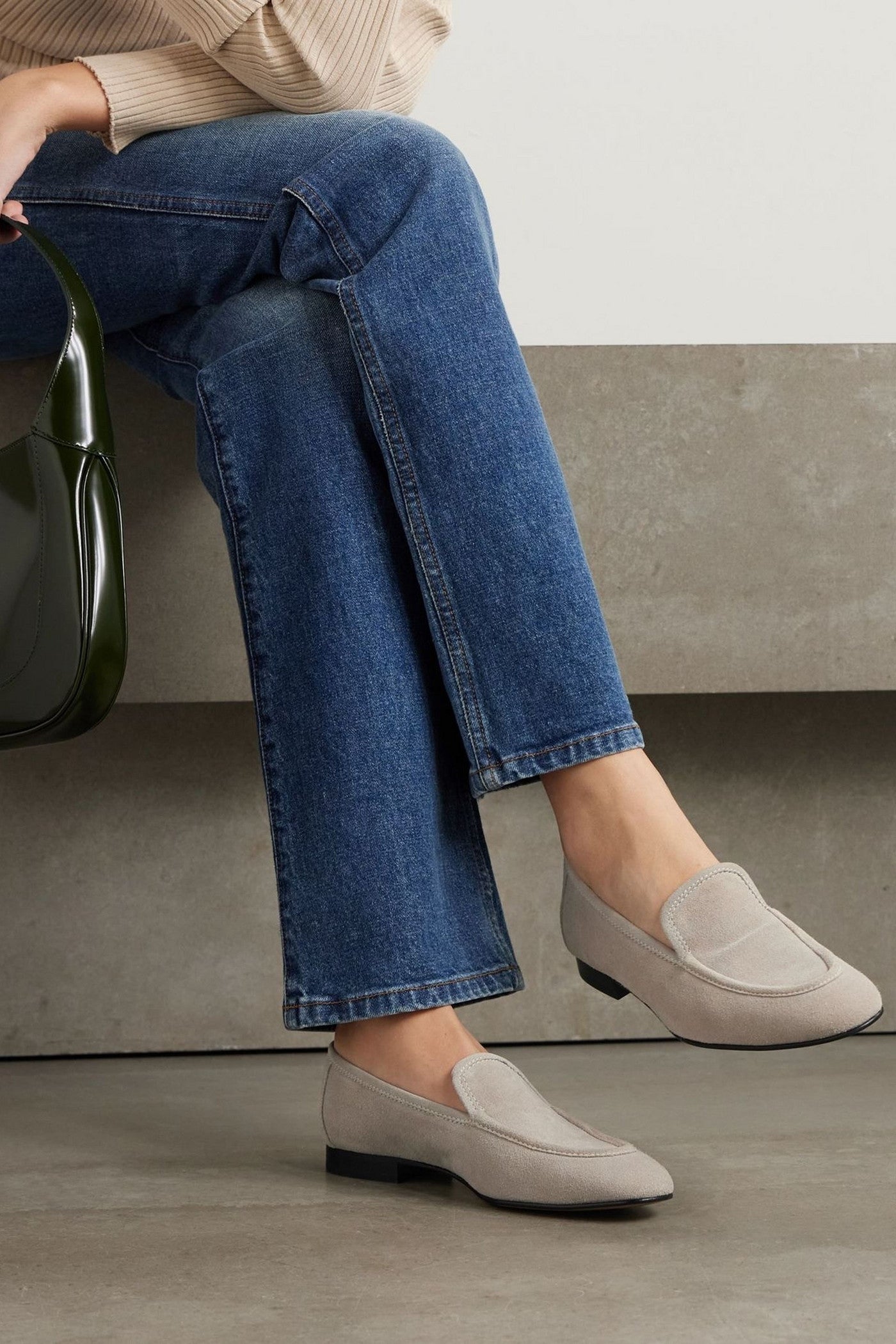 Le Monde Beryl Suede Loafers Stone Women's