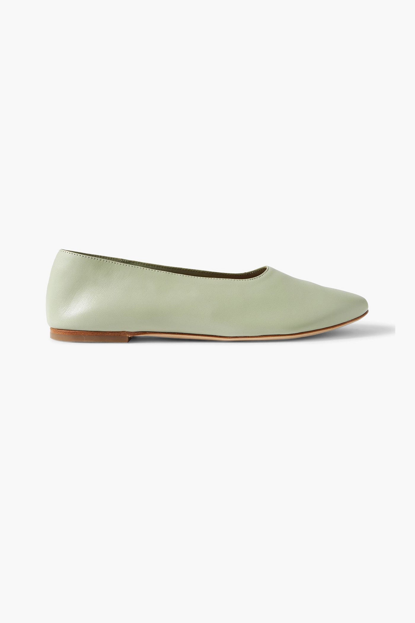 Staud Alba Leather Ballet Flats Sage Green Women's