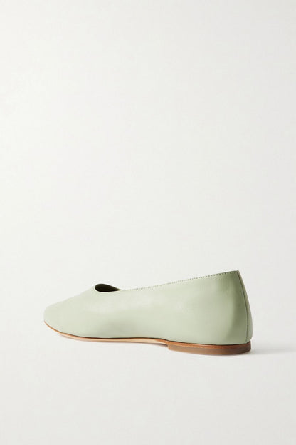 Staud Alba Leather Ballet Flats Sage Green Women's