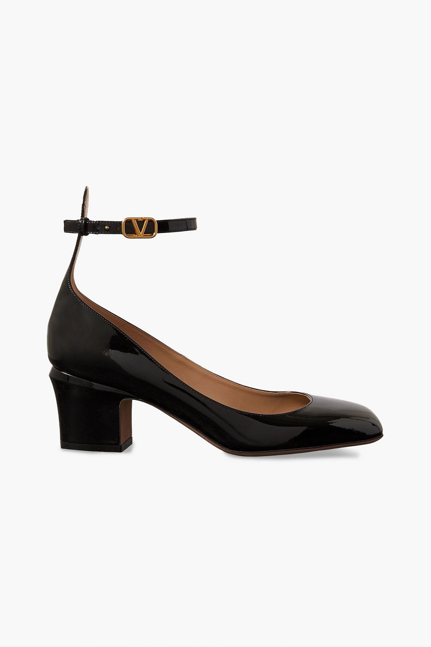 Valentino Garavani Tan-Go 60 Patent-Leather Pumps Black Women's