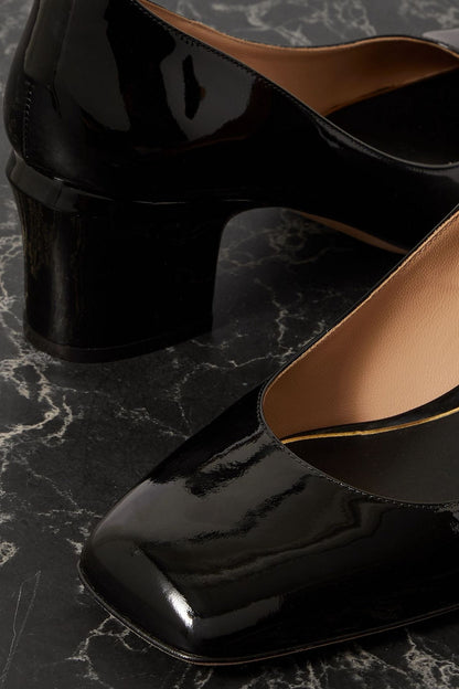 Valentino Garavani Tan-Go 60 Patent-Leather Pumps Black Women's