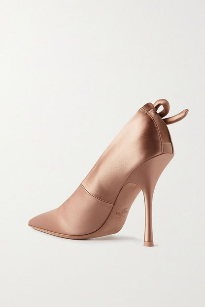 Valentino Garavani Nite-Out 110 Bow-Detailed Cutout Satin Pumps Blush Women's