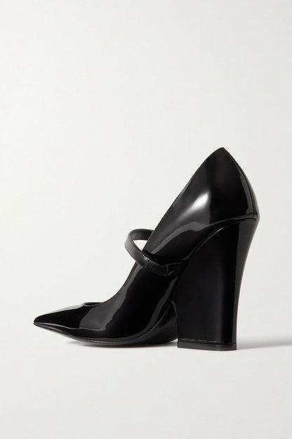 Valentino Garavani Vlogo Lockette Patent-Leather Mary Jane Pumps Black Women's
