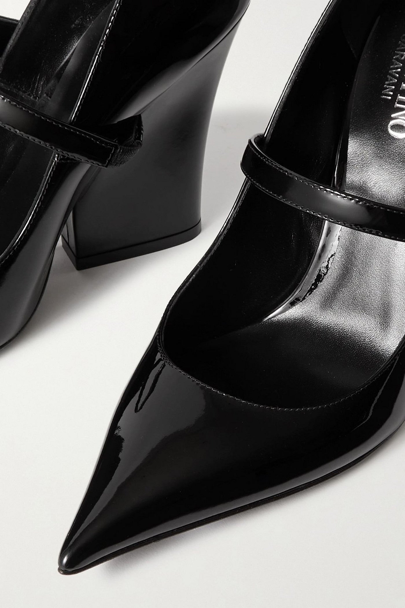 Valentino Garavani Vlogo Lockette Patent-Leather Mary Jane Pumps Black Women's