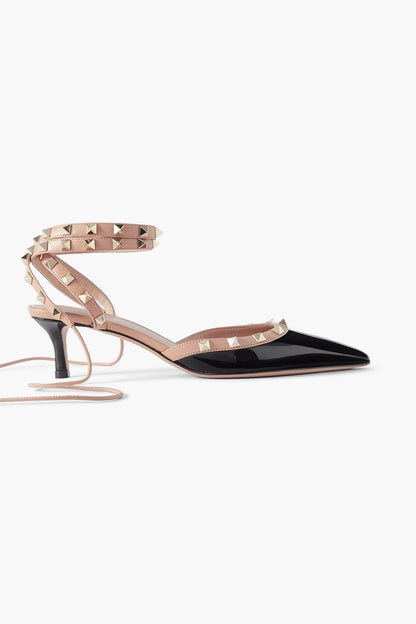 Valentino Garavani Rockstud 50 Patent-Leather Pumps Black Women's