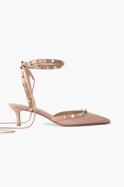 Valentino Garavani Rockstud 50 Patent-Leather Pumps Antique Rose Women's