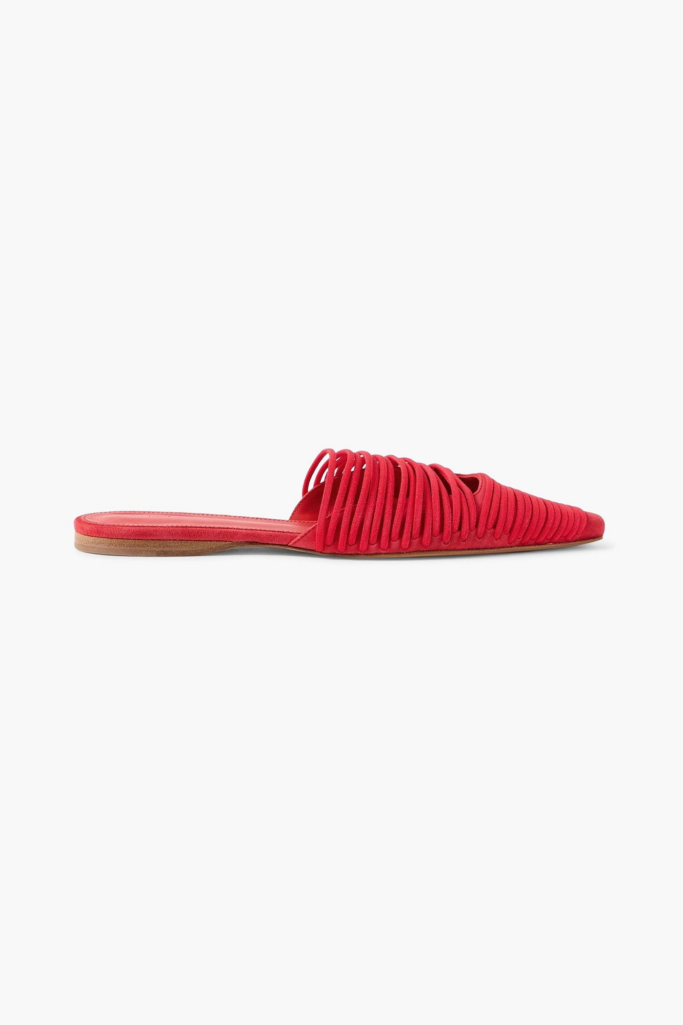 Tove Kenly Cord-Trimmed Suede Mules Red Women's