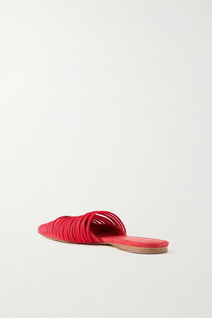 Tove Kenly Cord-Trimmed Suede Mules Red Women's