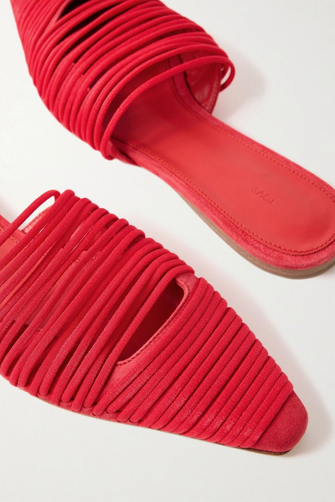 Tove Kenly Cord-Trimmed Suede Mules Red Women's