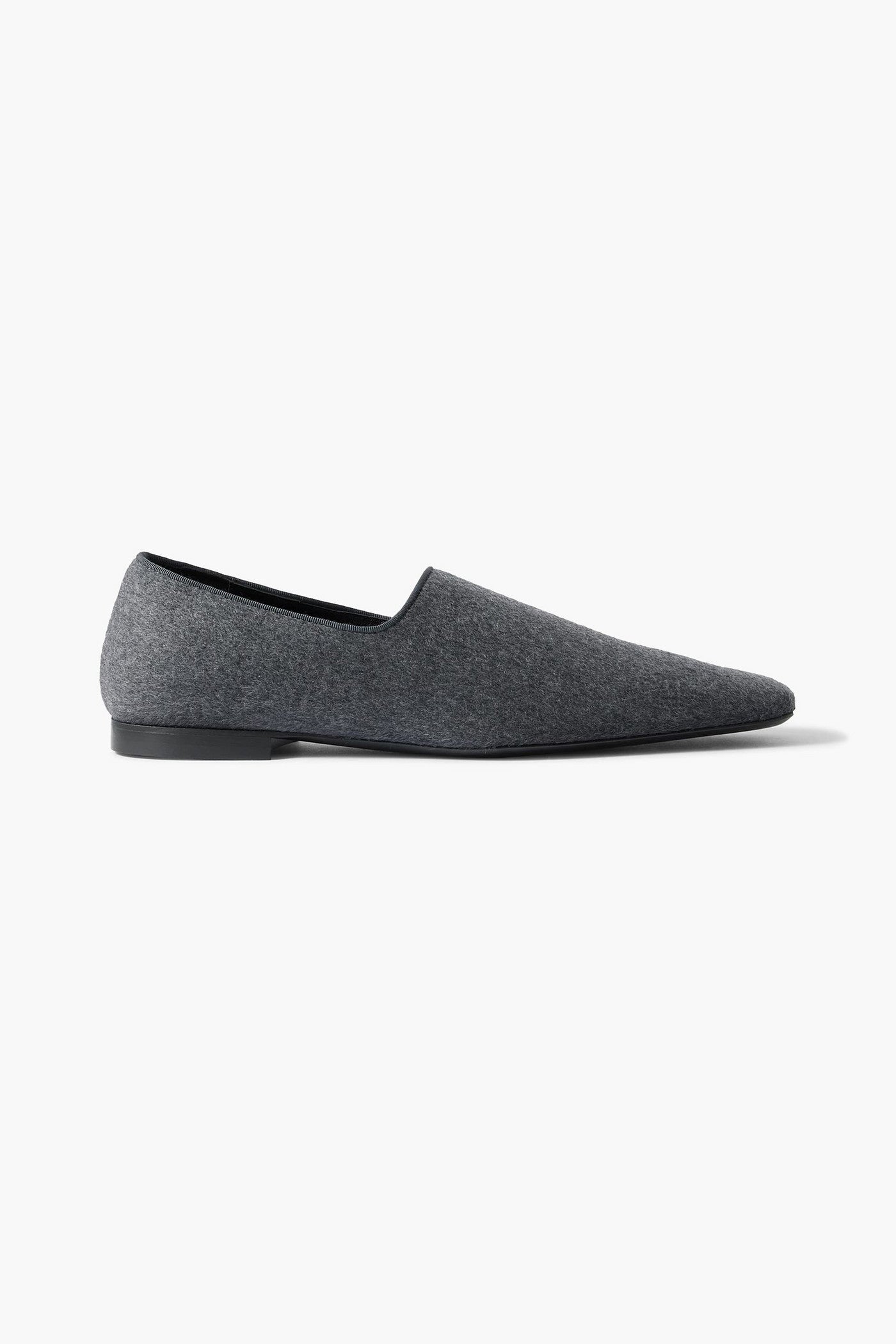 Toteme The Piped Wool And Cashmere-Blend Felt Loafers Anthracite Women's