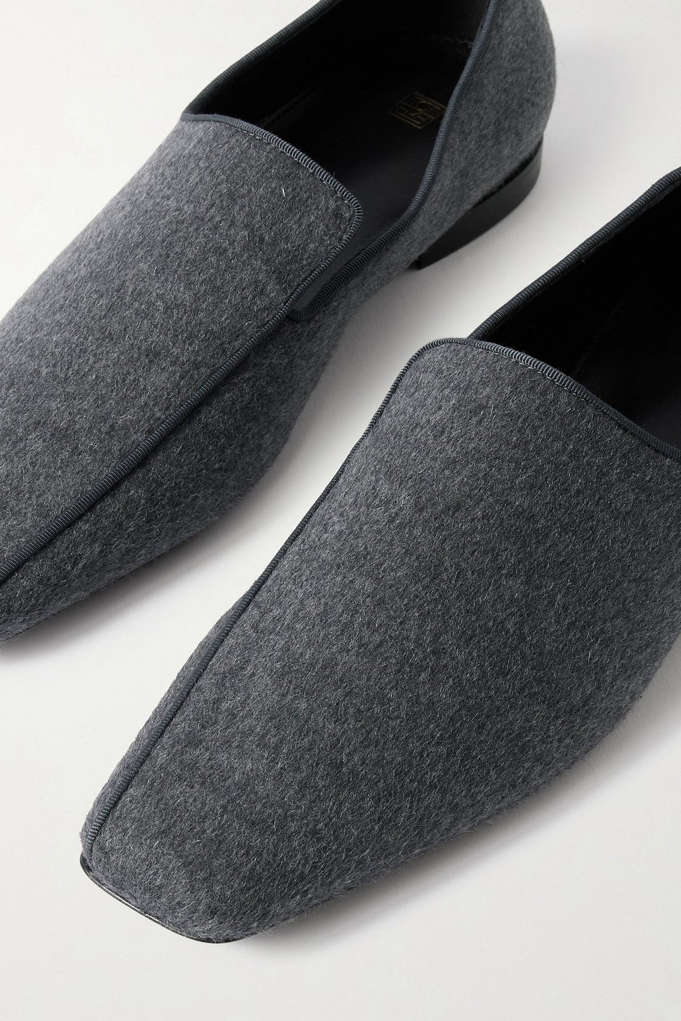 Toteme The Piped Wool And Cashmere-Blend Felt Loafers Anthracite Women's