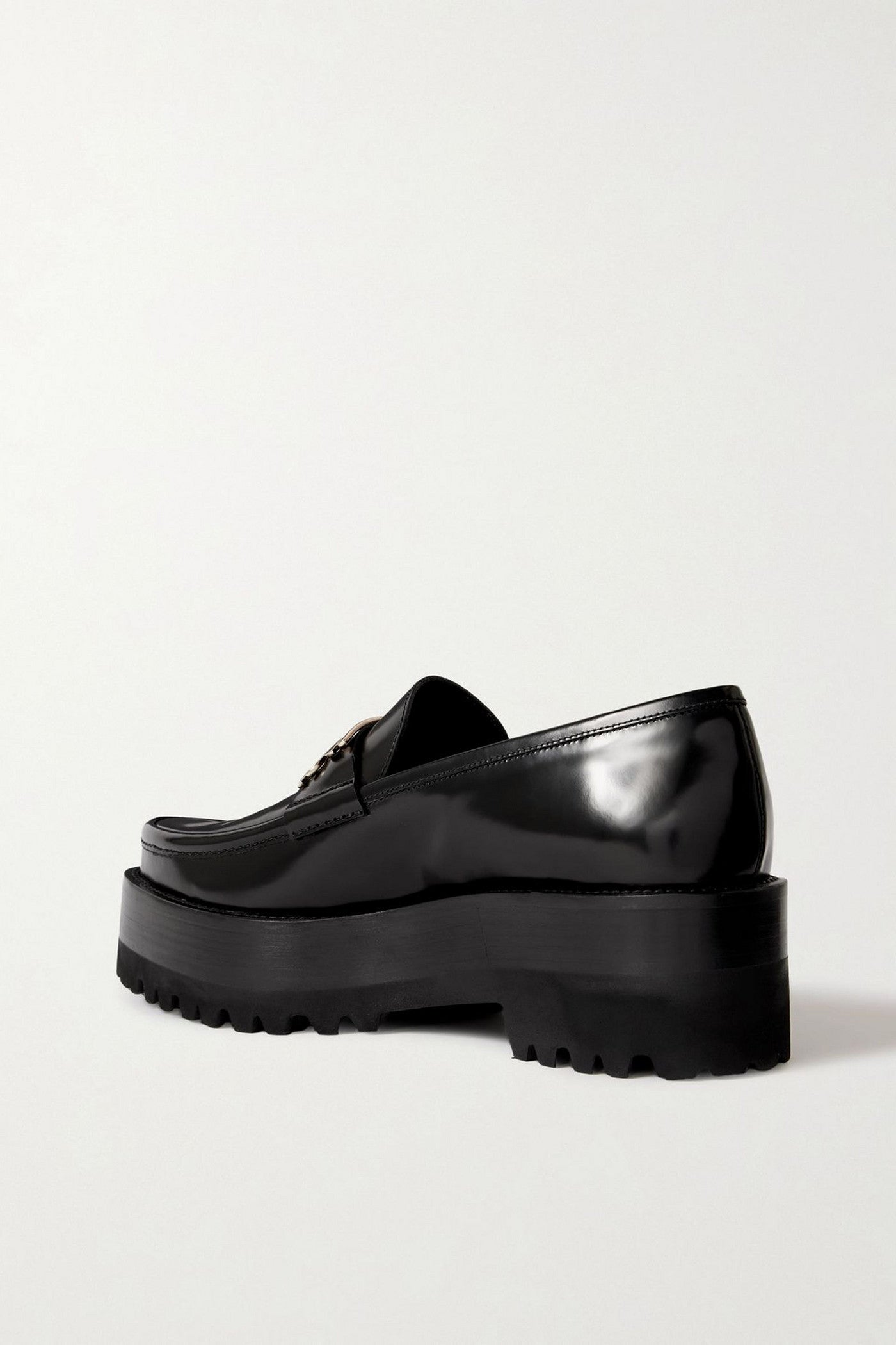 Victoria Beckham Embellished Leather Platform Loafers Black Women's
