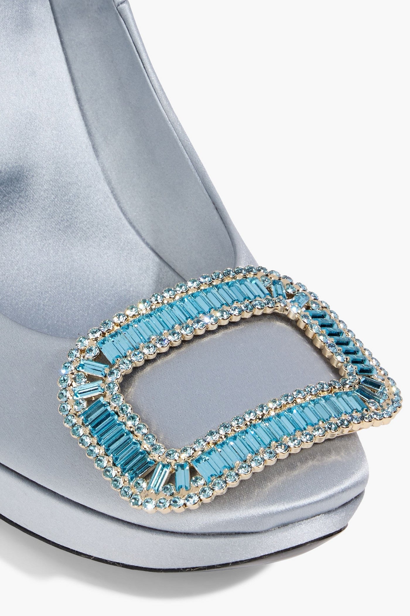Roger Vivier Limelight Strass Crystal-Embellished Satin Pumps Light Blue Women's
