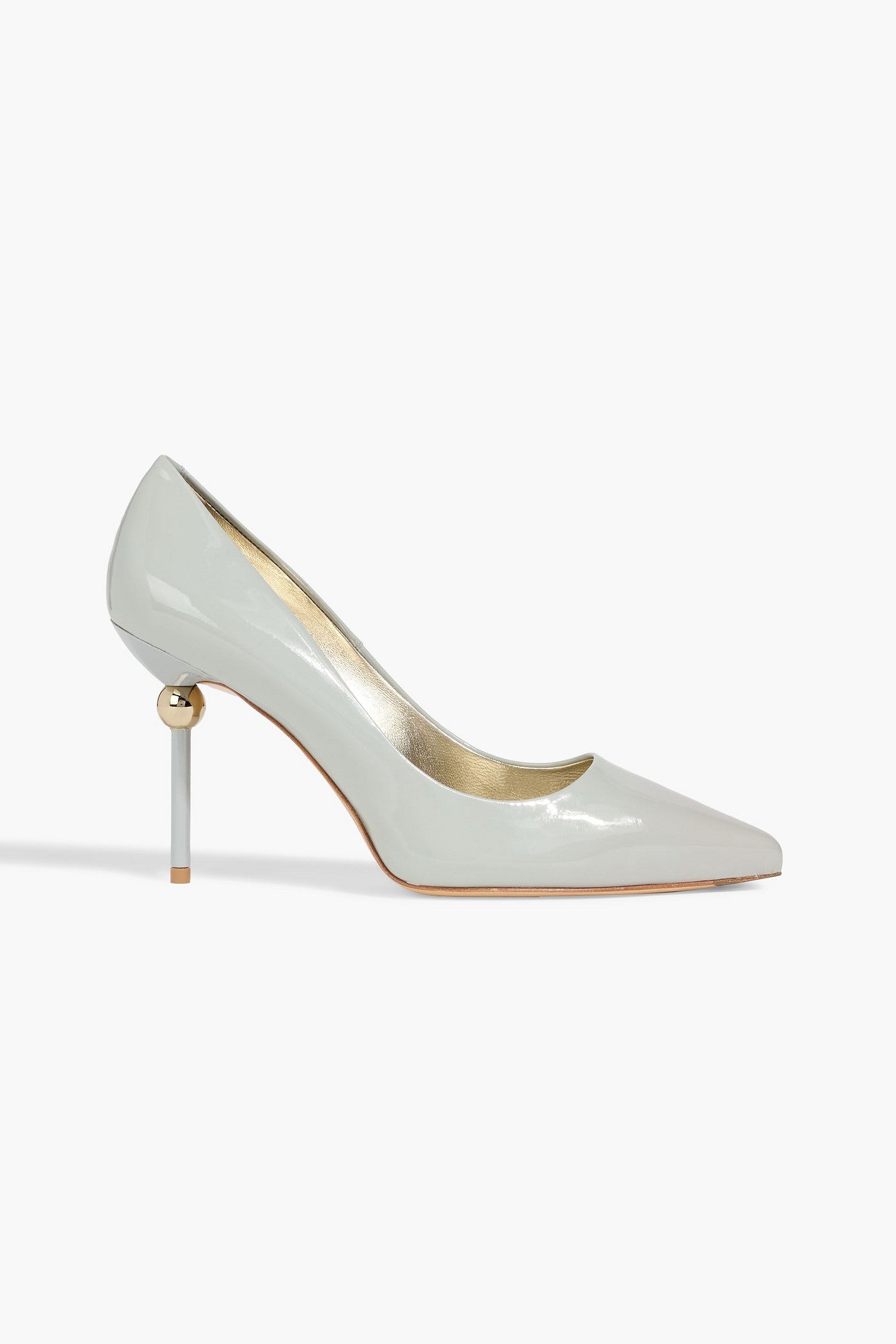 Roger Vivier Decollete Patent-Leather Pumps Grey Green Women's
