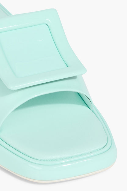 Roger Vivier Buckle-Embellished Patent-Leather Slides Mint Women's