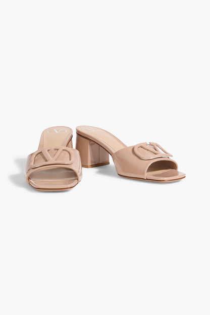Valentino Garavani Vlogo Signature Patent-Leather Mules Neutral Women's