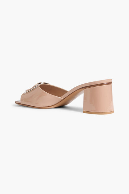 Valentino Garavani Vlogo Signature Patent-Leather Mules Neutral Women's