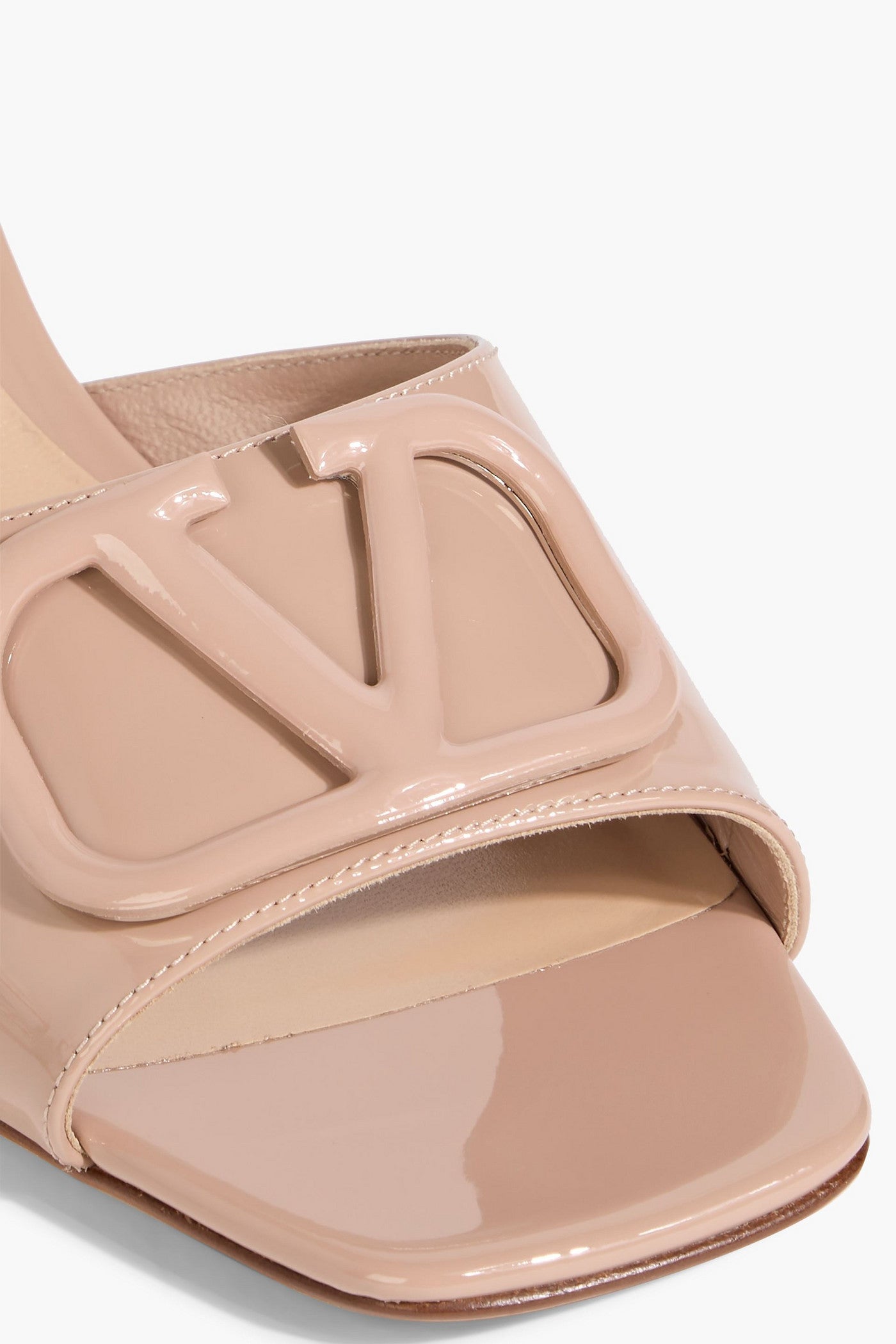 Valentino Garavani Vlogo Signature Patent-Leather Mules Neutral Women's