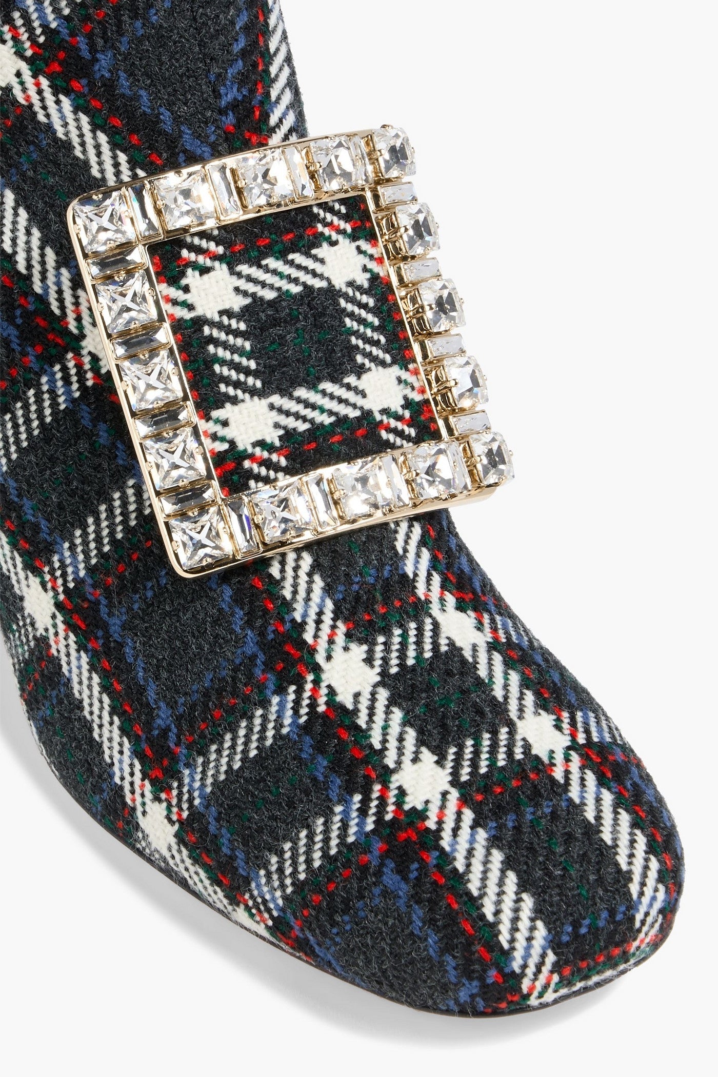 Roger Vivier Trs Vivier Embellished Checked Tweed Ankle Boots Charcoal Women's