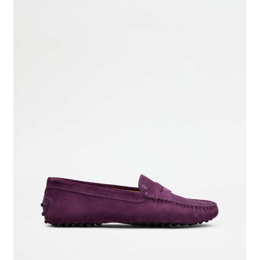 Tods Gommino Loafers In Suede Violet Womens