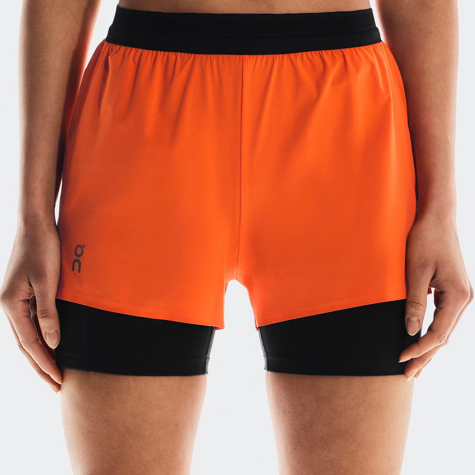 On 3" Performance 2/1 Shorts Flame | Black (Women'S)