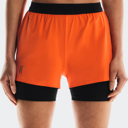 On 3" Performance 2/1 Shorts Flame | Black (Women'S)