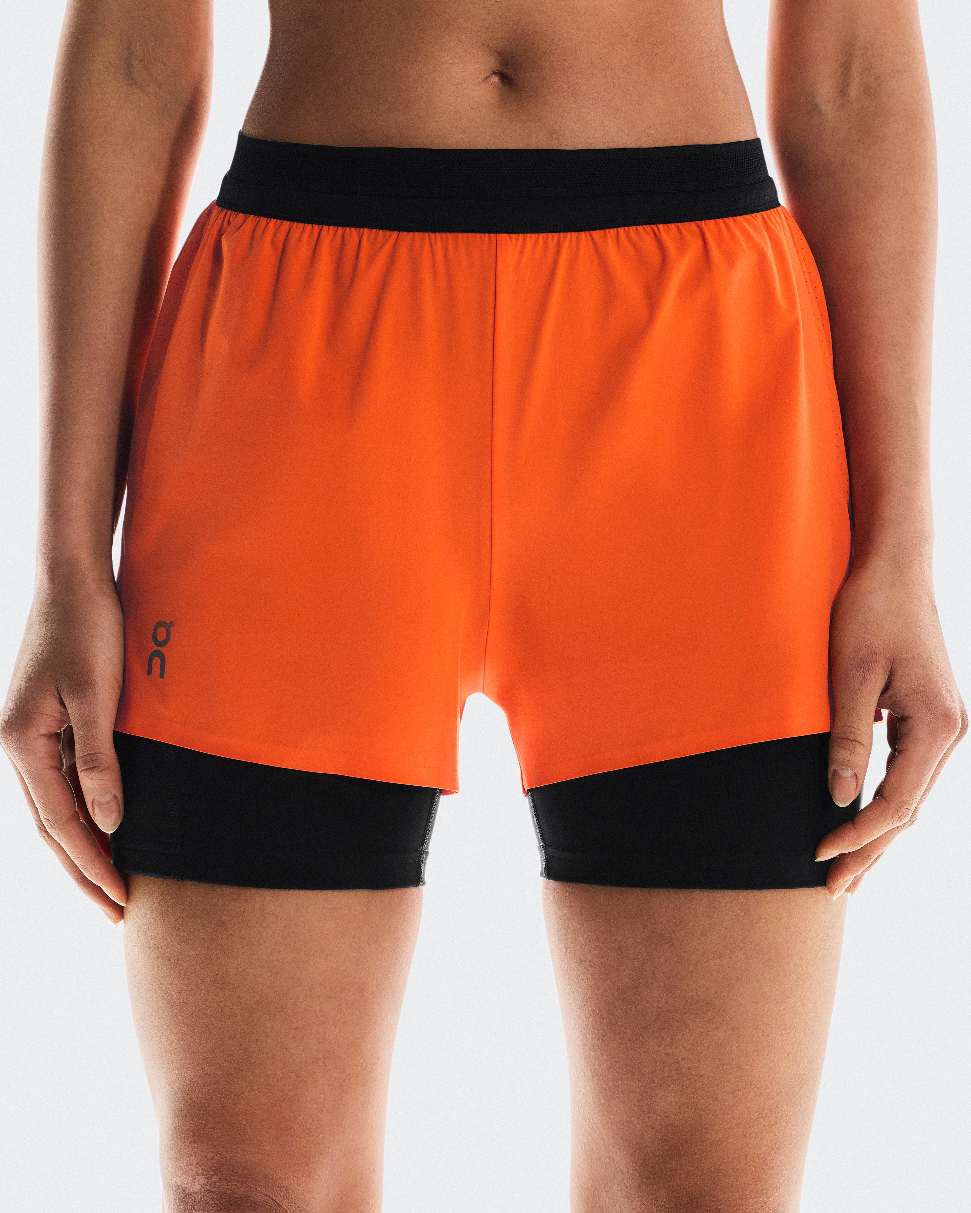 On 3" Performance 2/1 Shorts Flame | Black (Women'S)