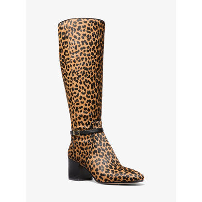 Michael Kors Ella Leopard Print Calf Hair Block Heel Boot