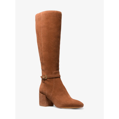 Michael Kors Ella Suede Wide Calf Block Heel Boot