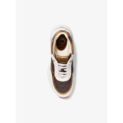 Michael Kors Katrina Signature Logo and Metallic Lizard Embossed Trainer