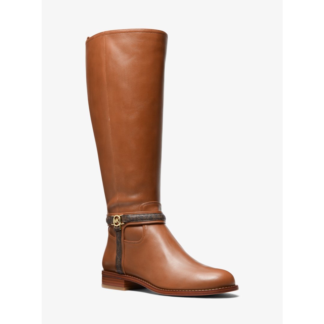 Michael Kors Mindy Leather and Signature Logo Trim Boot