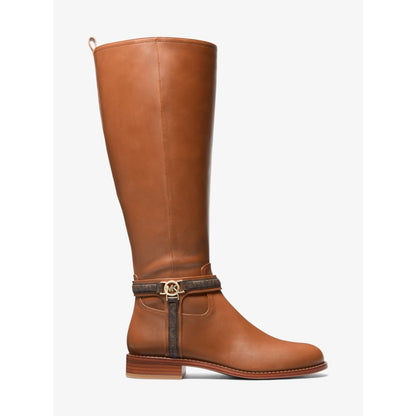 Michael Kors Mindy Leather and Signature Logo Trim Boot