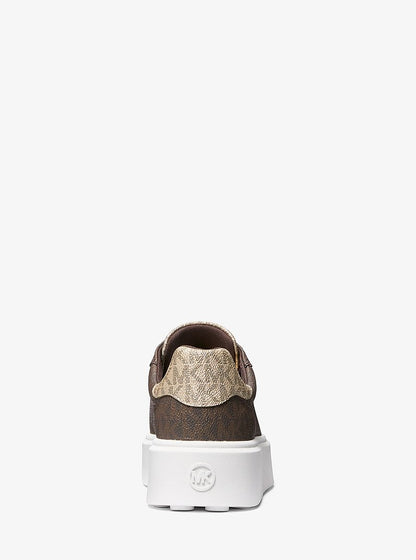 Michael Kors Romey Metallic Two-Tone Signature Logo Platform Sneaker BROWN