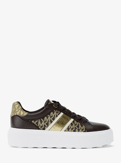 Michael Kors Romey Signature Logo Stripe Platform Sneaker BROWN