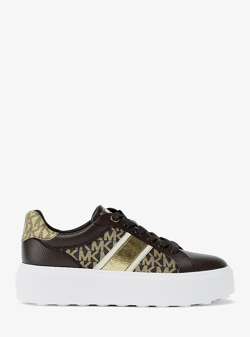 Michael Kors Romey Signature Logo Stripe Platform Sneaker BROWN
