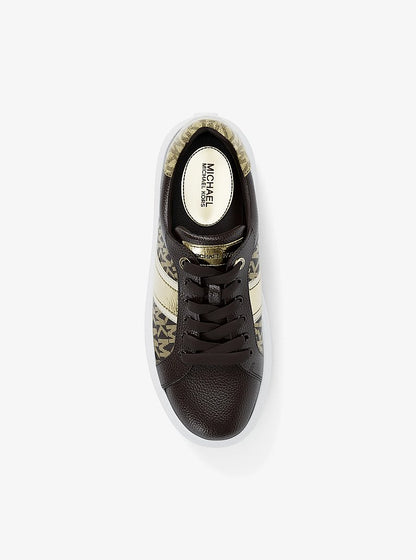 Michael Kors Romey Signature Logo Stripe Platform Sneaker BROWN