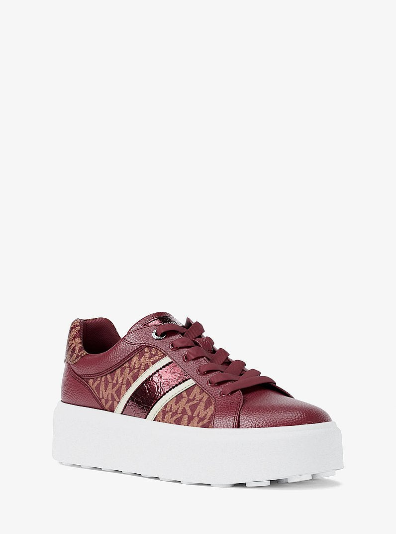 Michael Kors Romey Signature Logo Stripe Platform Sneaker CHERRY