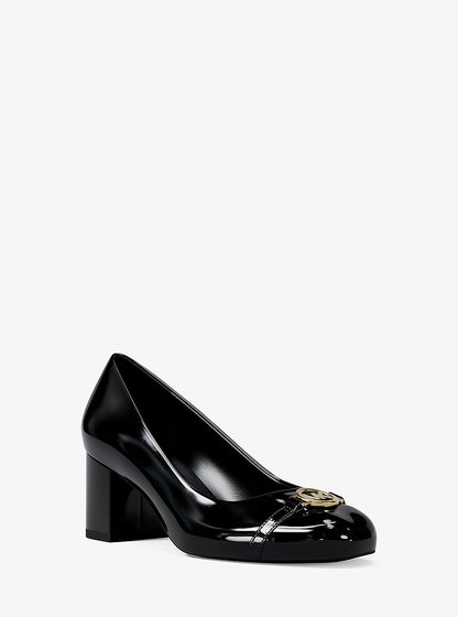 Michael Kors Dori Patent Block Heel Pump BLACK