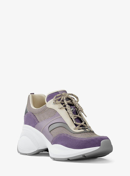 Michael Kors Kaia Mixed-Media Trainer ORCHD HZ MLT