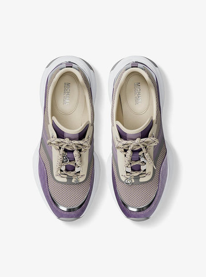 Michael Kors Kaia Mixed-Media Trainer ORCHD HZ MLT