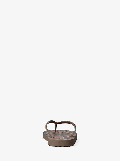 Michael Kors Plaid Print Flip Flop MUSHROOM